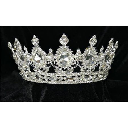 TIAN SWEET Tian Sweet 34011-CL 7 oz Silver Crown with Big Rhinestones - Silver 34011-CL